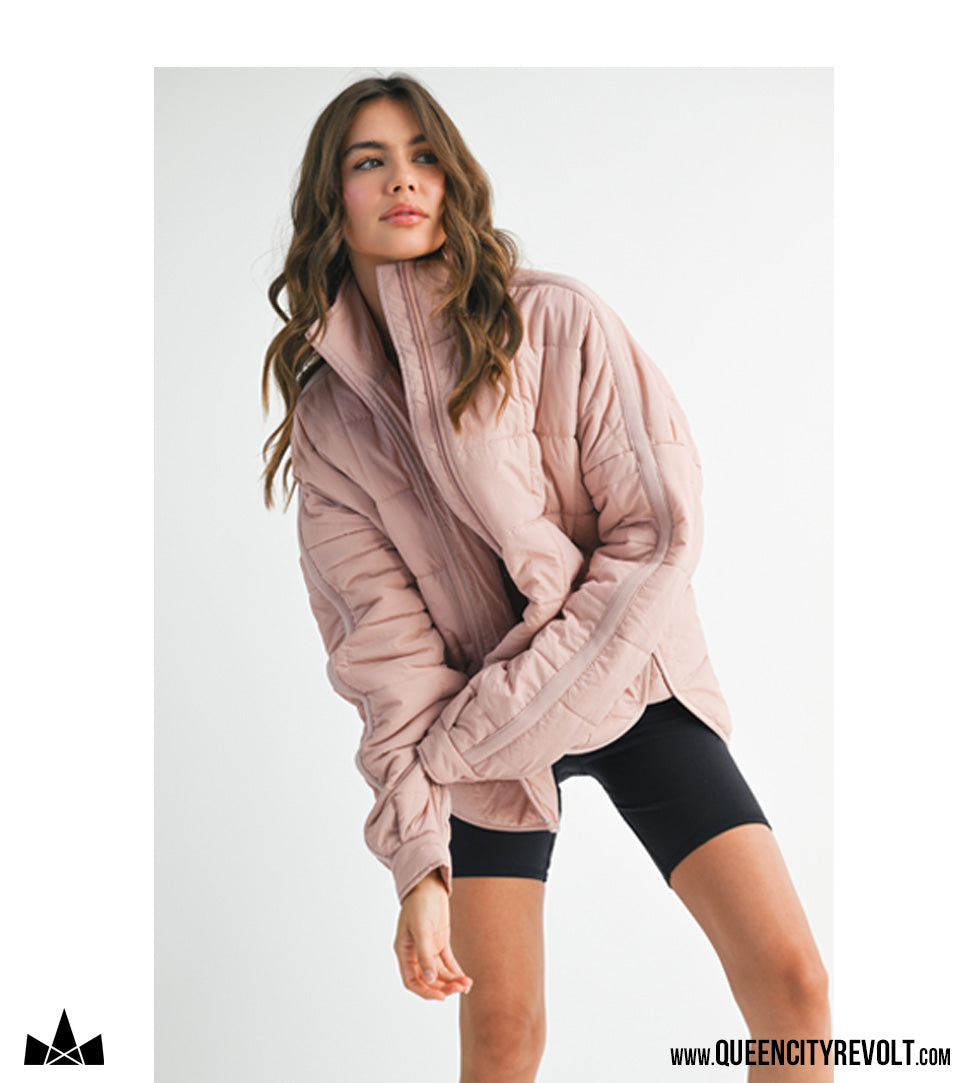 Boxy Puffer Jacket, Mauve