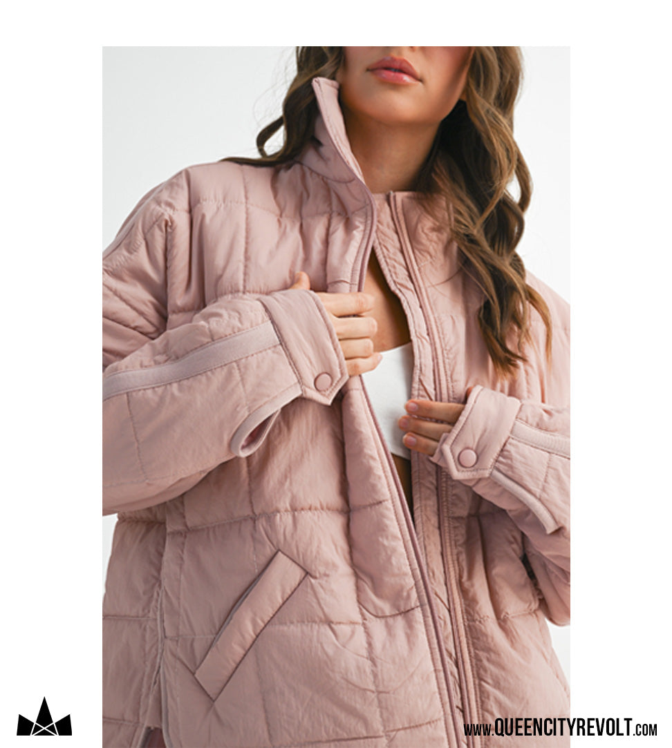 Boxy Puffer Jacket, Mauve
