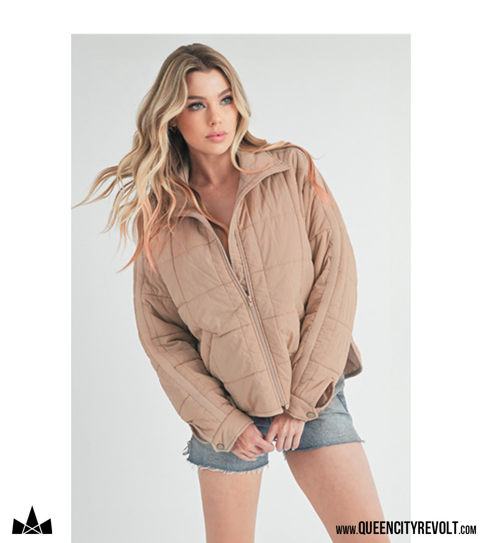 Boxy Puffer Jacket, Oat