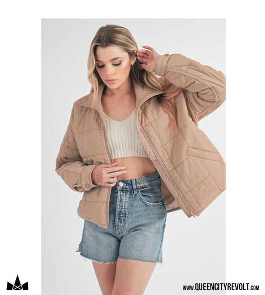 Boxy Puffer Jacket, Oat