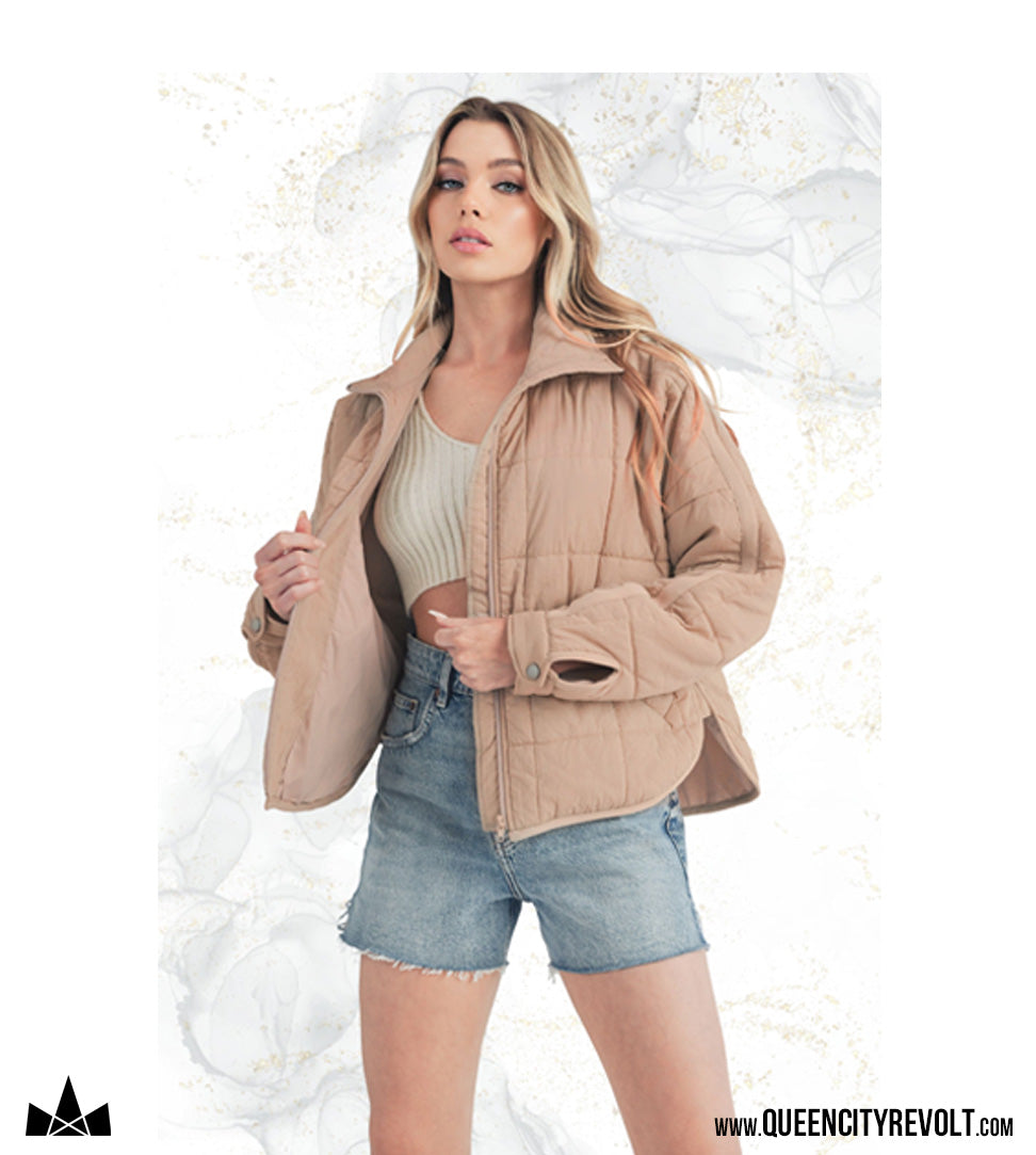 Boxy Puffer Jacket, Oat