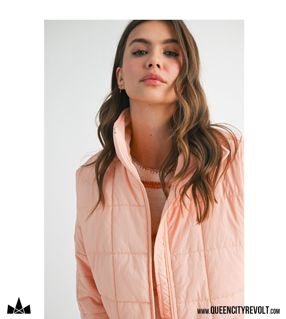 Boxy Puffer Jacket, Peach