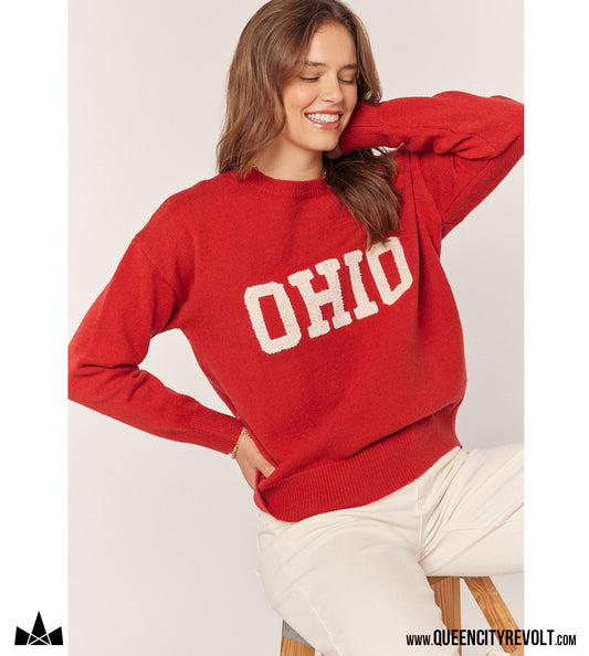 Women's Ohio Long Sleeve Sweater, Red