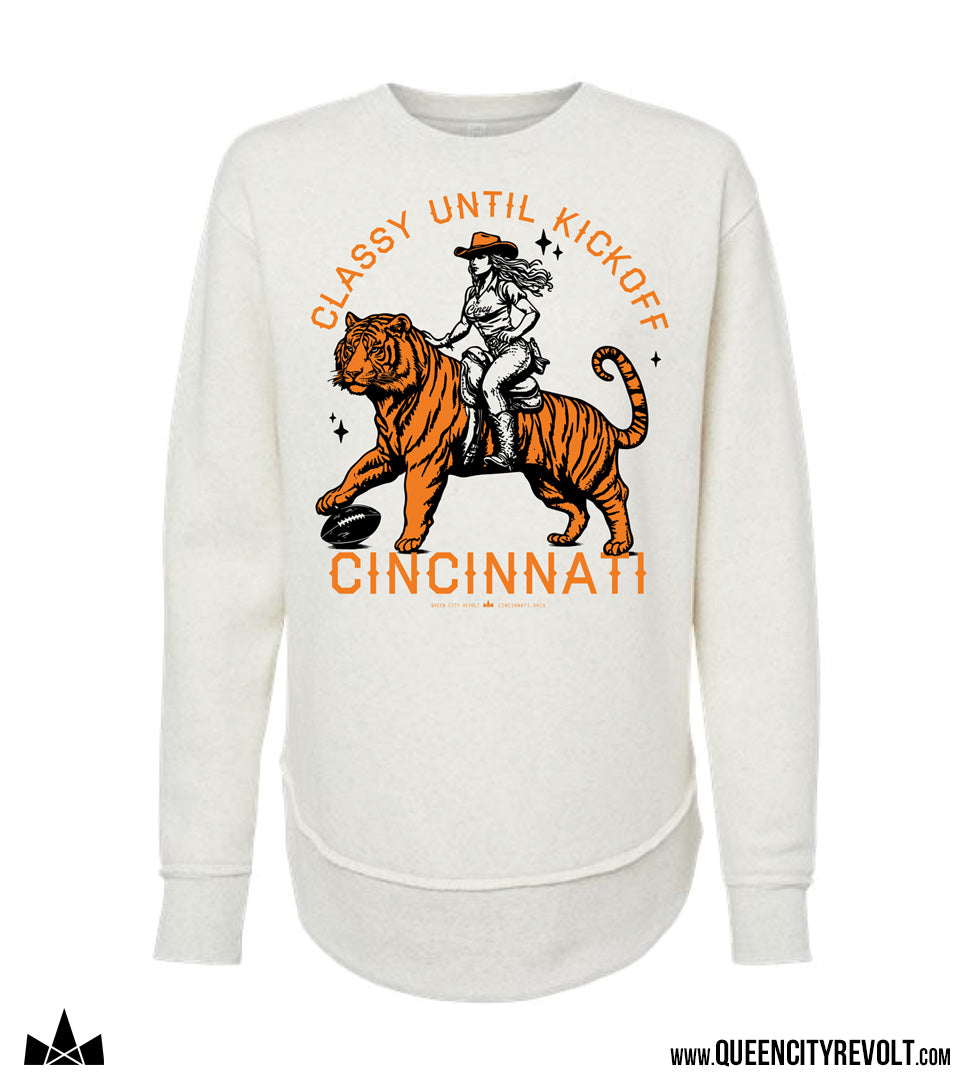 Cincinnati Football, Classy Women's Crew Sweatshirt, Ivory