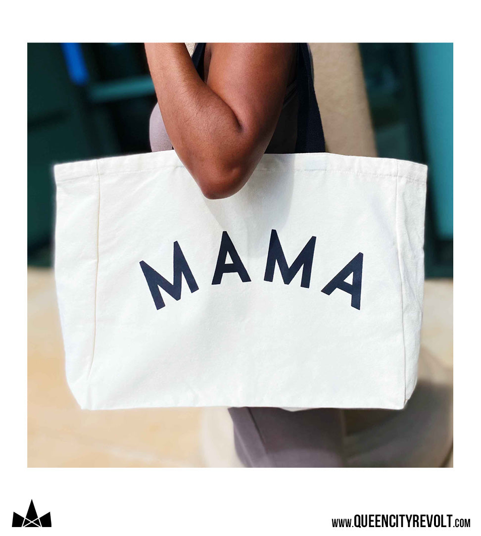 The Mama Canvas Tote, White