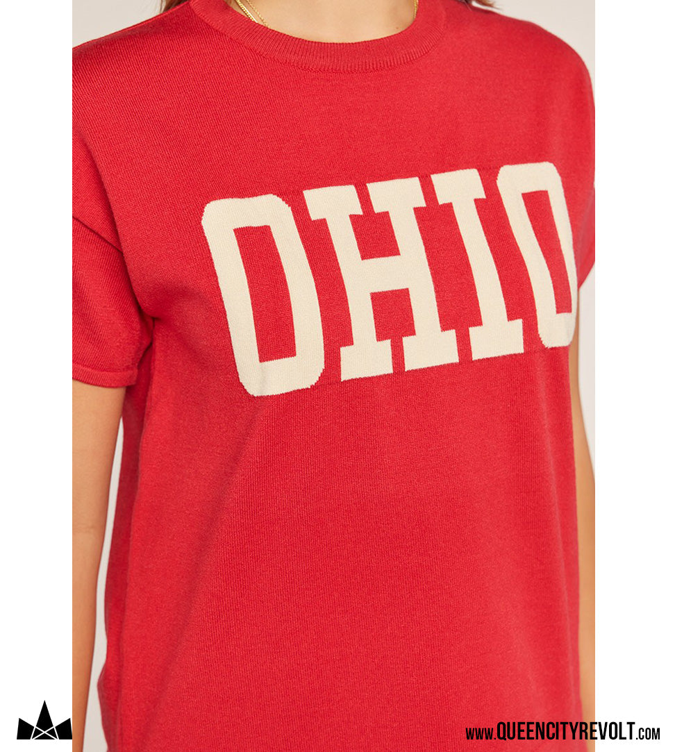 Women's Ohio Short Sleeve Sweater, Red