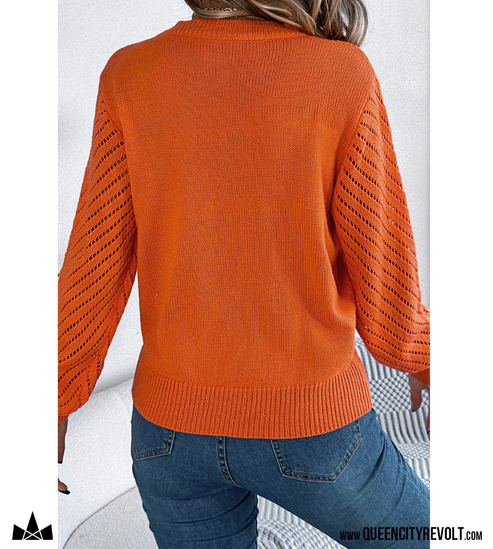 Women's Knit Sweater, Orange