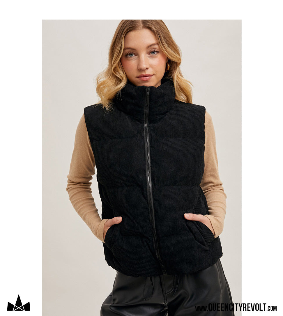 Women's Corduroy Vest, Black