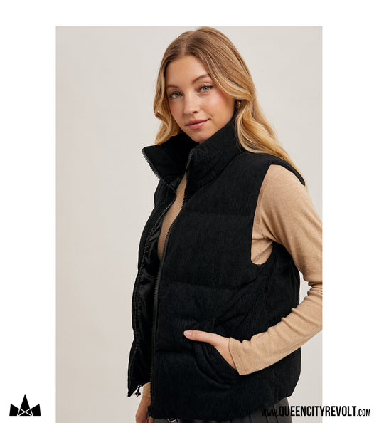Women's Corduroy Vest, Black
