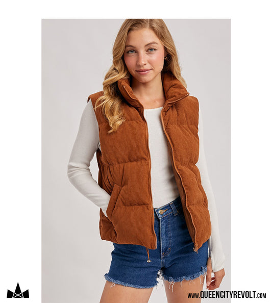 Women's Corduroy Vest, Camel