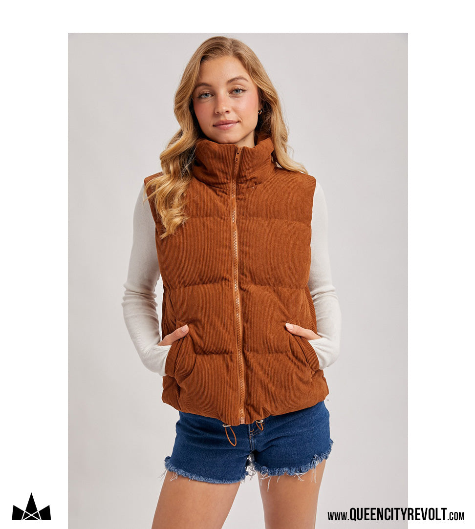 Women's Corduroy Vest, Camel
