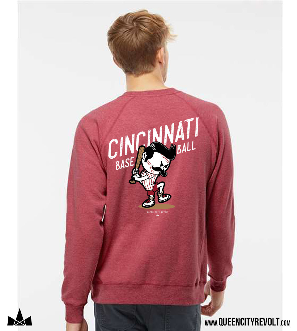 Young Mr Red Crew Sweatshirt, Cincinnati Baseball,  Red Heather