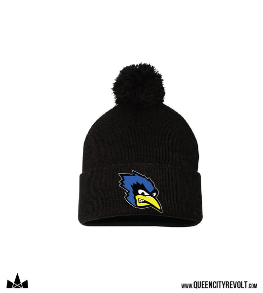 STJB Dry Ridge, Knit Cuff Pom Beanie, Black