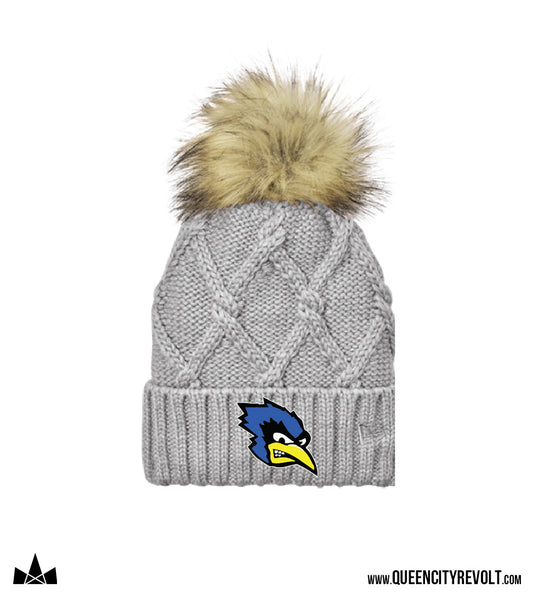 STJB Dry Ridge, Faux Fur Pom Knit Beanie, Grey