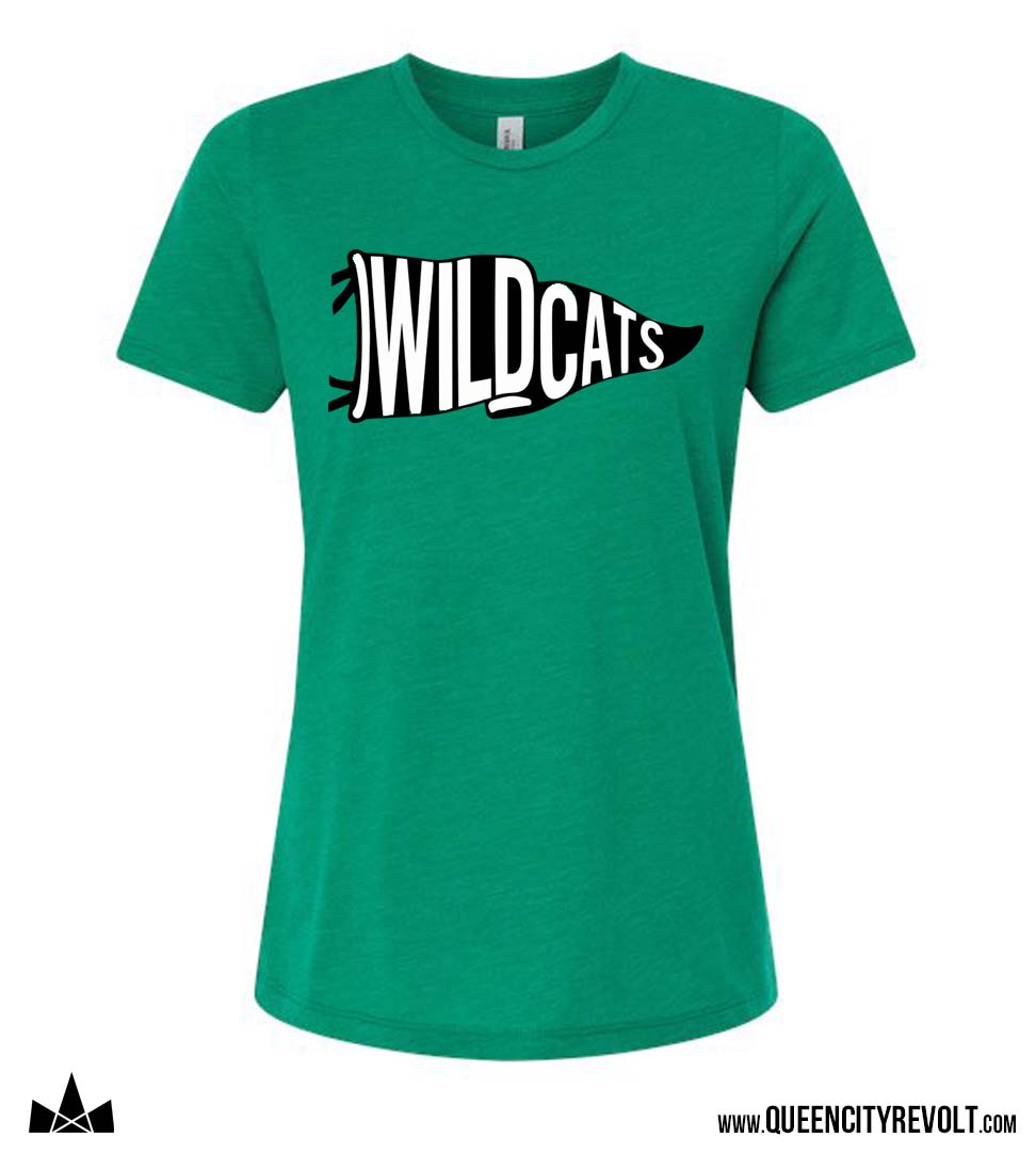 Harrison Wildcats Women's Pennant Flag Tshirt, Green