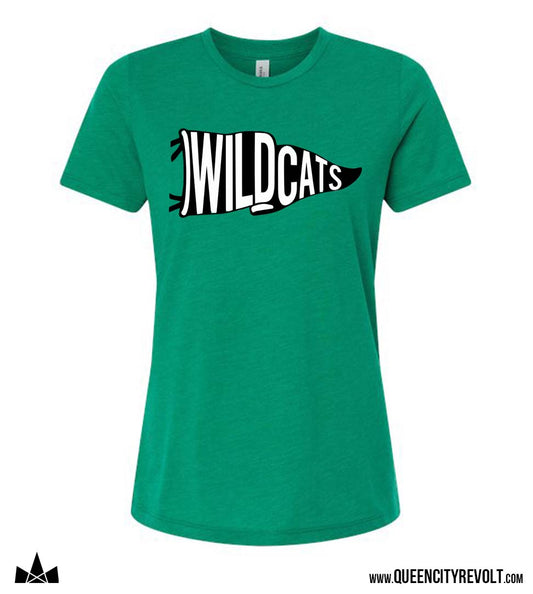 Harrison Wildcats Women's Pennant Flag Tshirt, Green