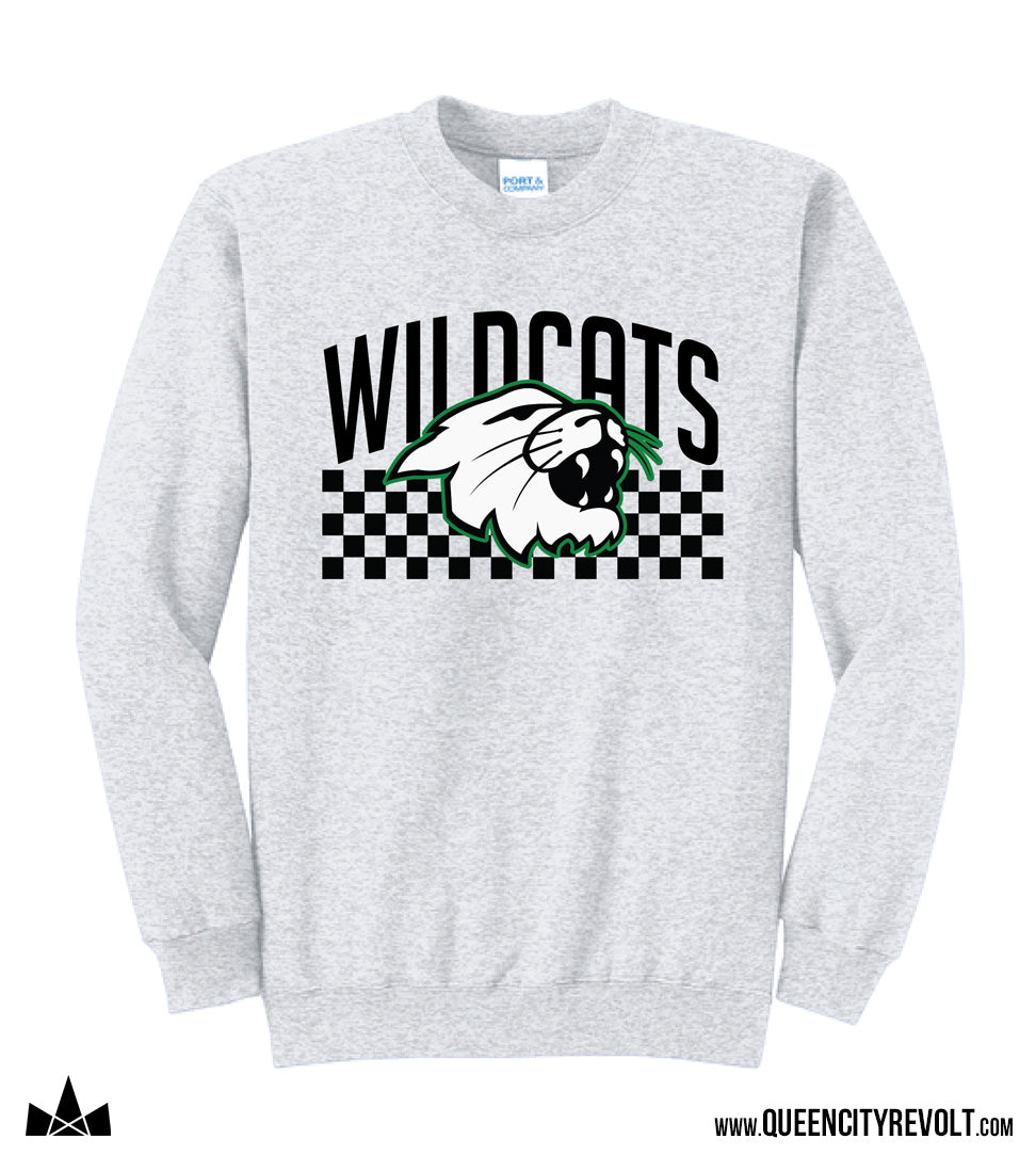 Harrison Checkered Crew Sweatshirt, Ash
