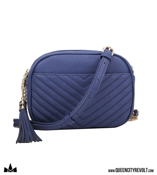 Double Zip Crossbody Purse, Navy