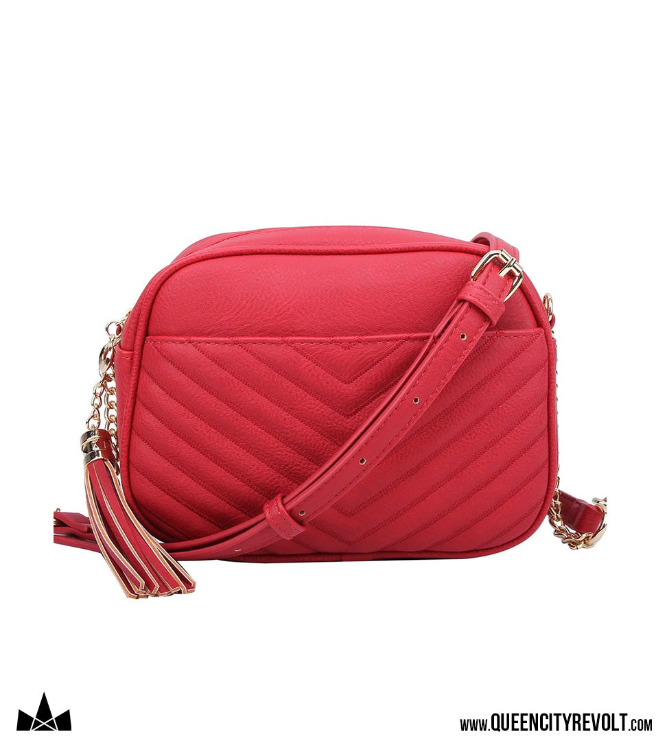 Double Zip Crossbody Purse, Red