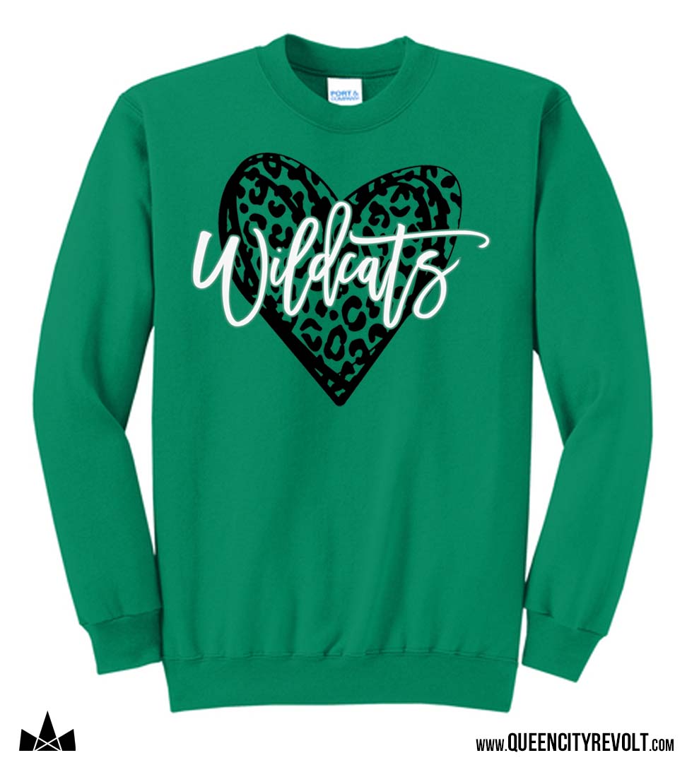 Wildcats Heart Youth Crew Sweatshirt, Green