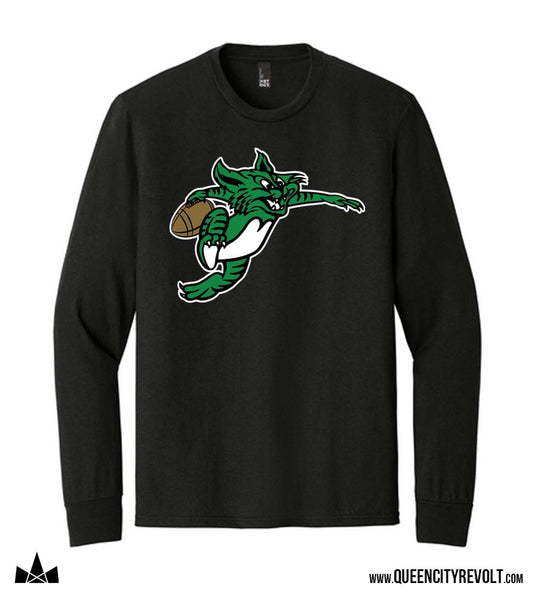 Harrison Vintage Wildcat Football Longsleeve Tee, Black