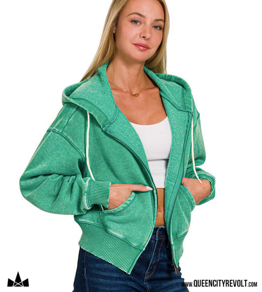 Harrison Women's Zip Up Hoodie, Green