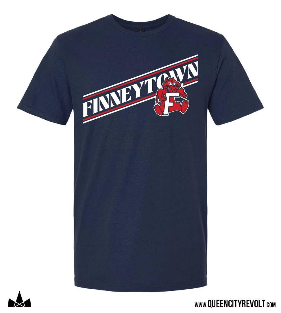 Finneytown Wildcats Slant Tshirt, Navy