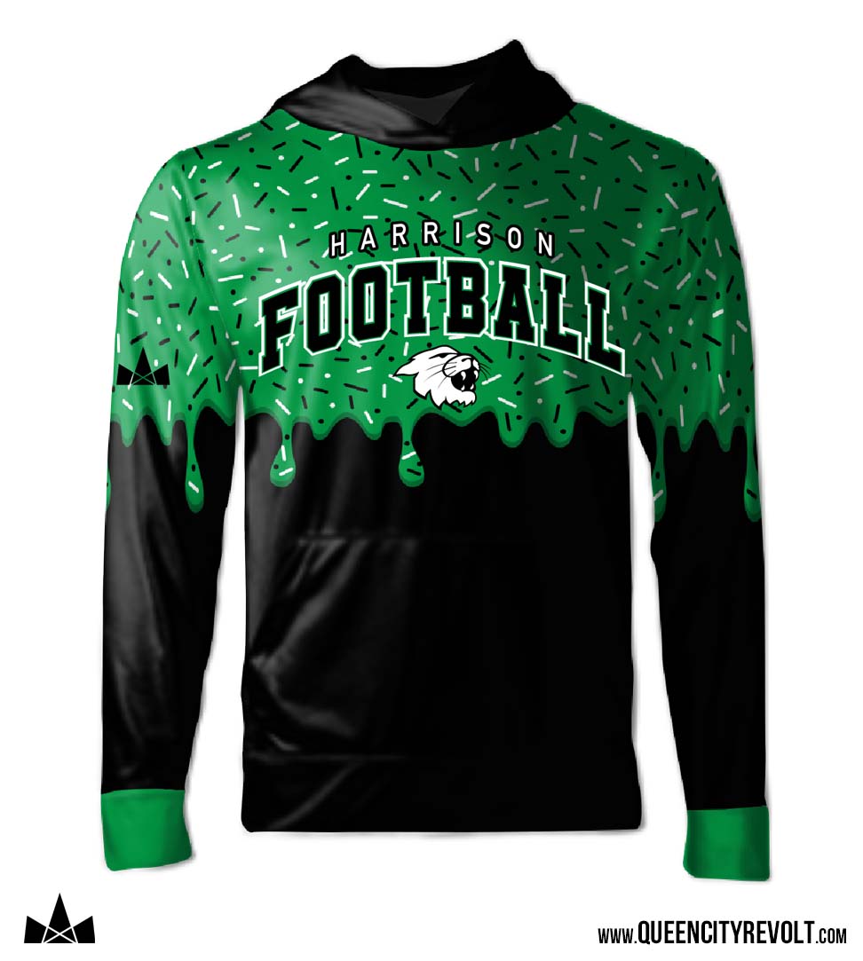 Harrison Football Youth Drip Performance Hoodie, Black/Green