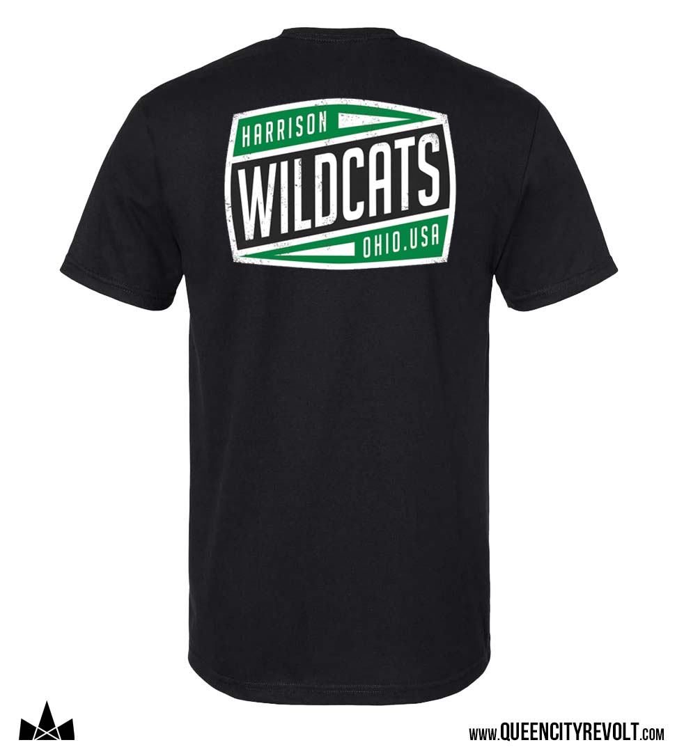 Harrison Wildcat Adult Tshirt, Black