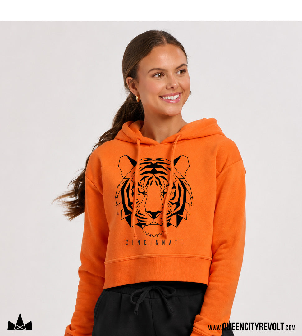 Cincinnati Football Women's Geo Tiger Crew Sweatshirt, Orange
