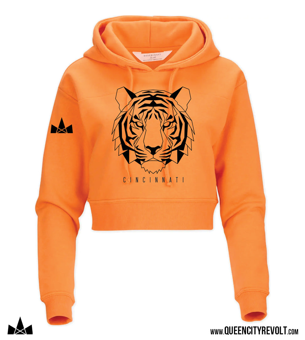 Cincinnati Football Women's Geo Tiger Crew Sweatshirt, Orange