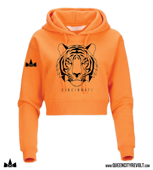Cincinnati Football Women's Geo Tiger Crew Sweatshirt, Orange