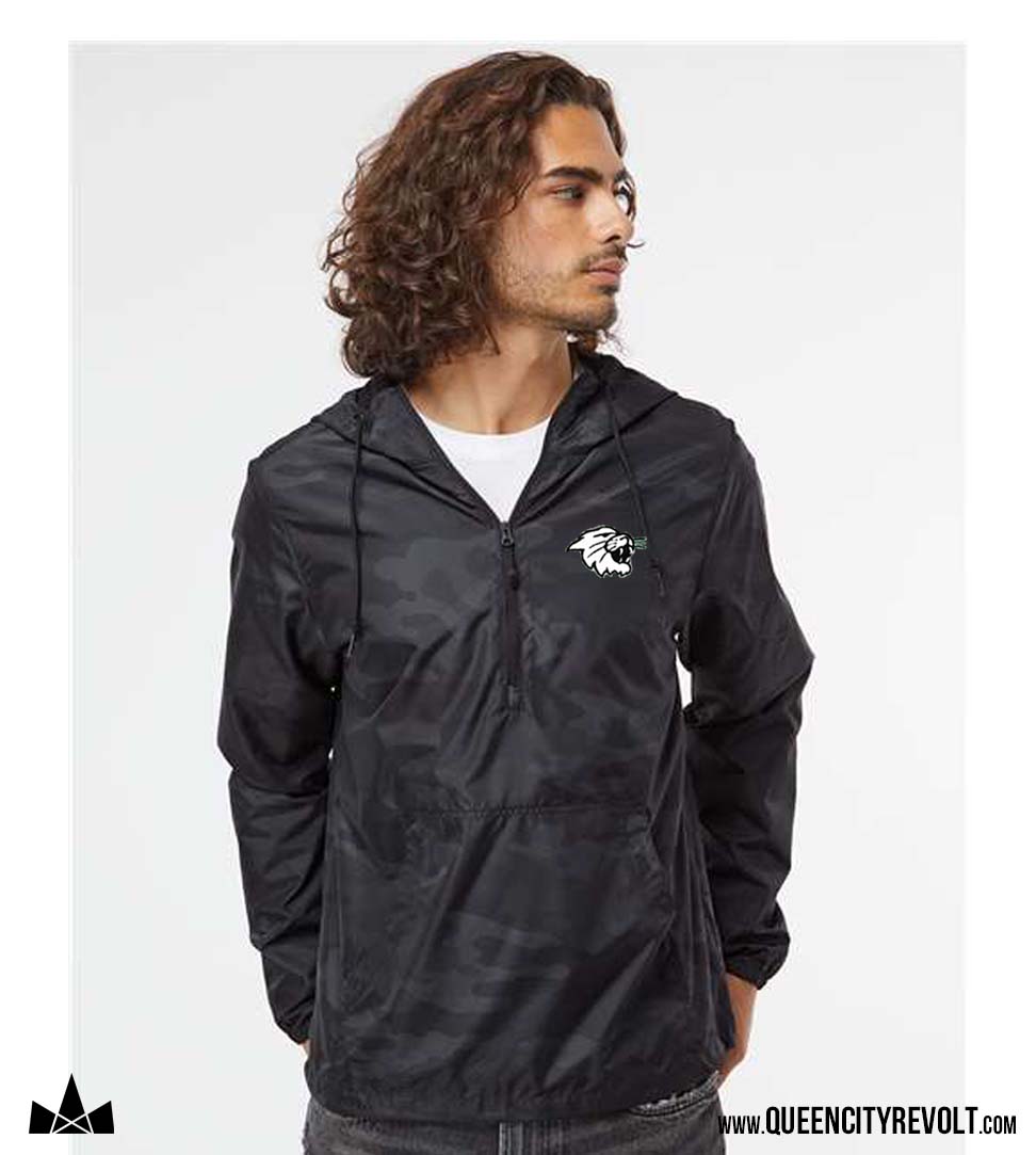 Harrison Adult 1/4 Zip Windbreaker, Black Camo