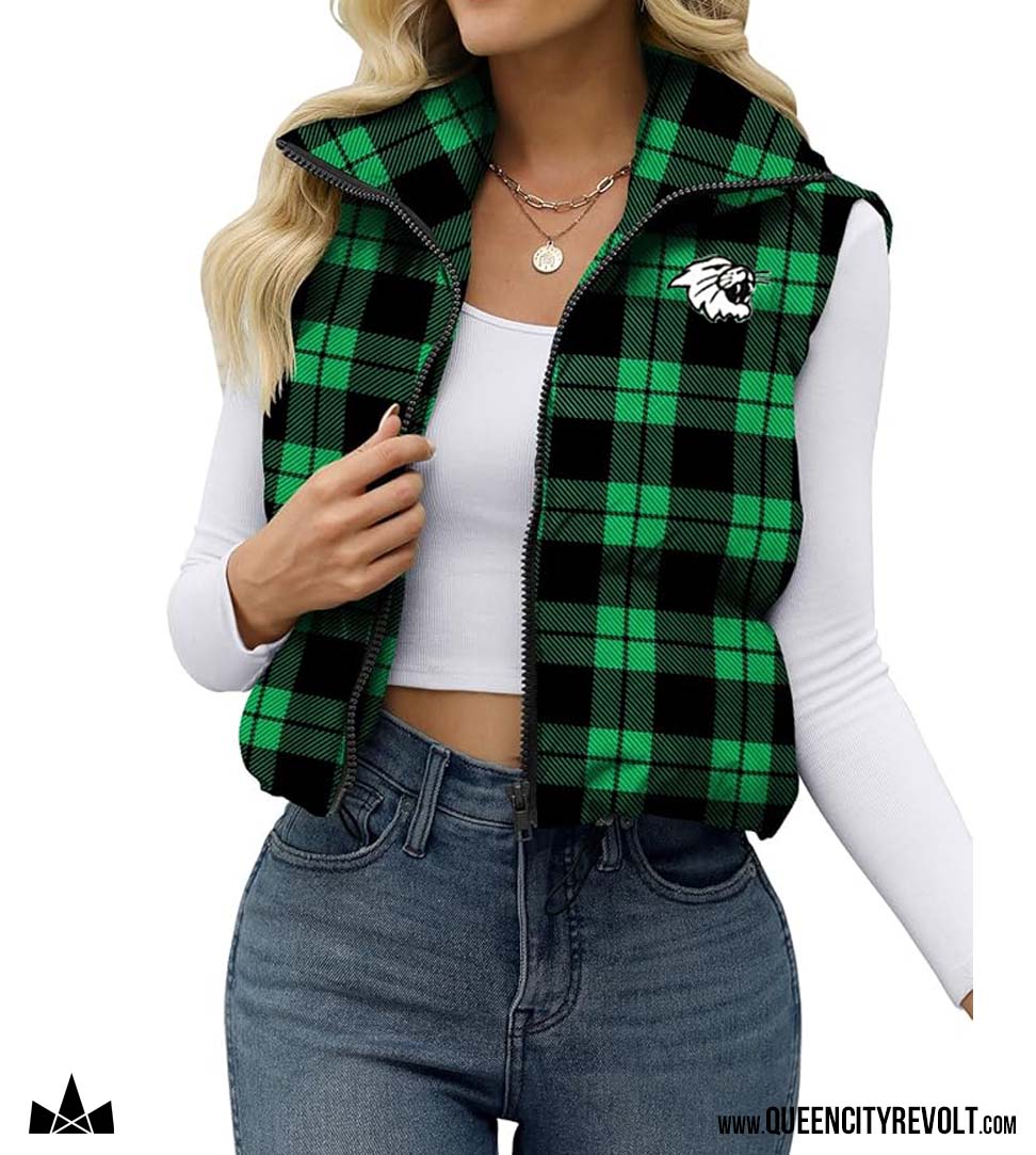 Women's Puffer Vest, Green/Black