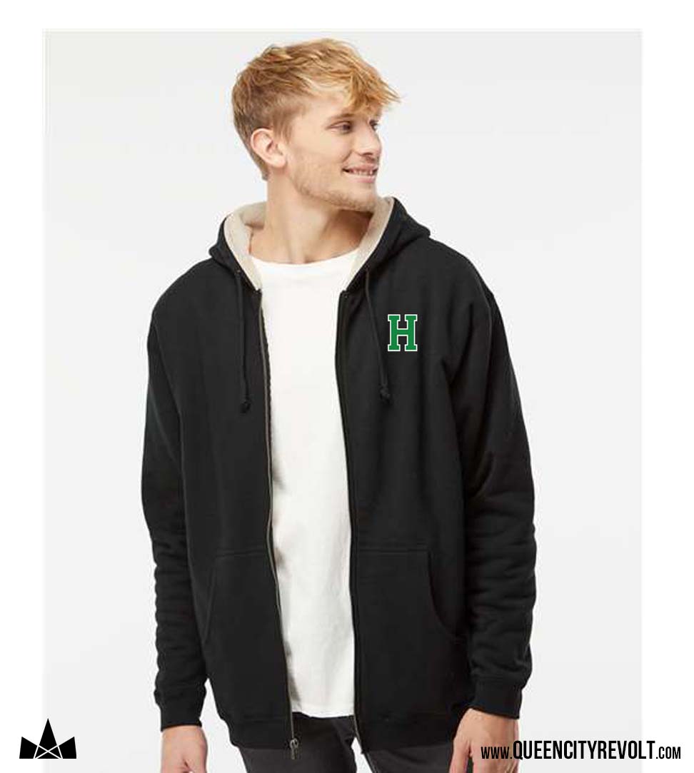 Harrison Sherpa Lined Full-Zip Hoodie, Black