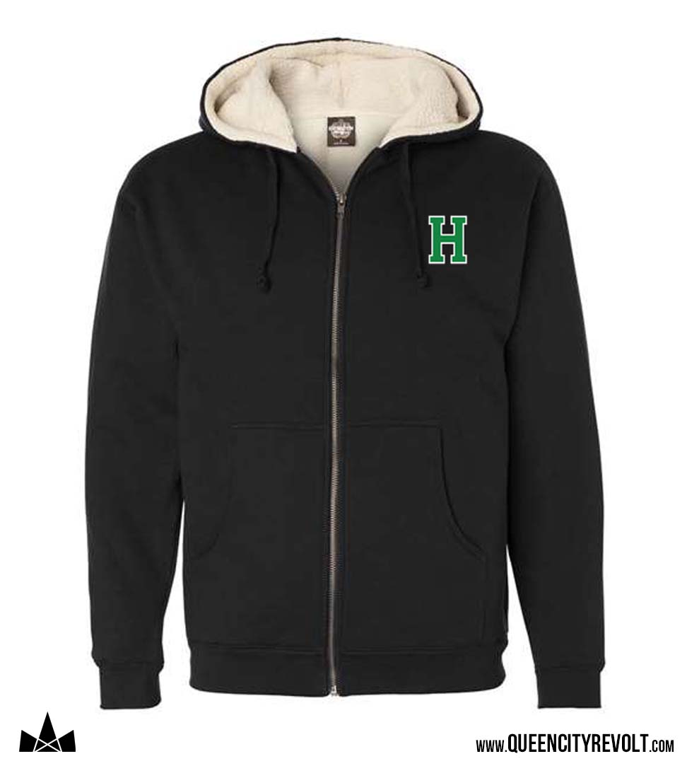 Harrison Sherpa Lined Full-Zip Hoodie, Black