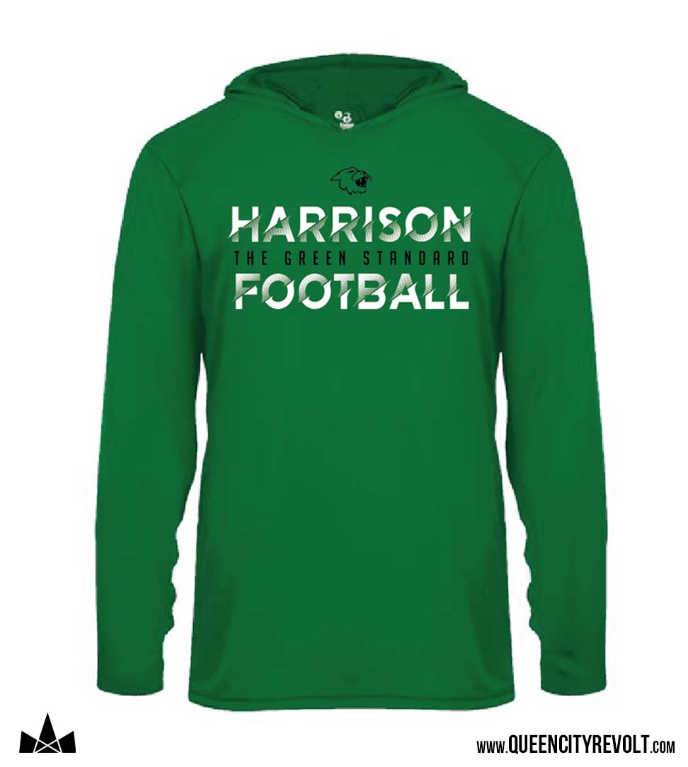 Harrison Football Youth Performance Longsleeve Hoodie, Green / HYF