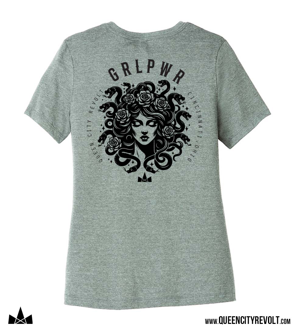 Women's Medusa Tshirt, Heather Sage