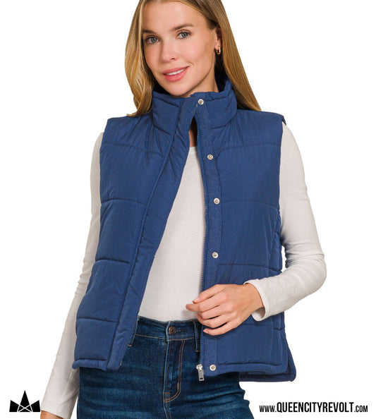 Women's Puffer Vest, Navy