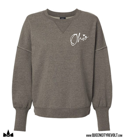 QCR Ohio Women's Crew Sweatshirt, Grey