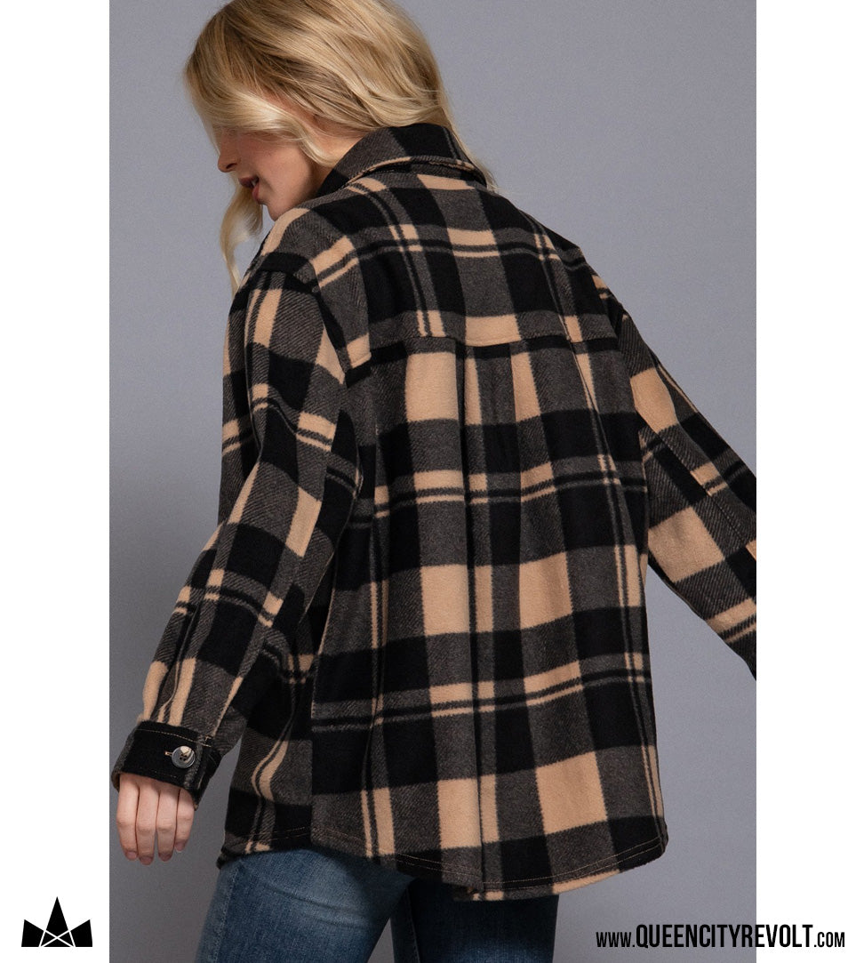 Women's Fleece Jacket, Tan/Black