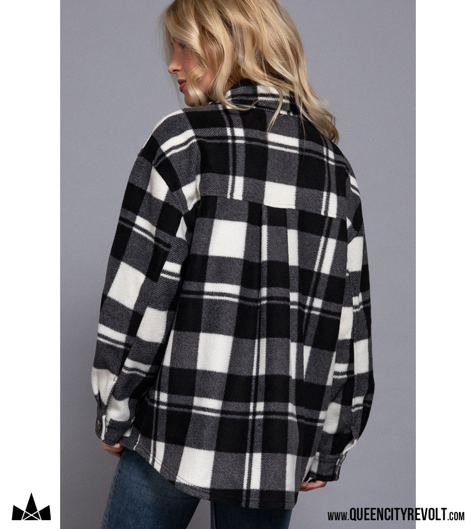 Women's Fleece Jacket, Black/White