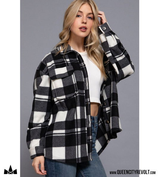 Women's Fleece Jacket, Black/White