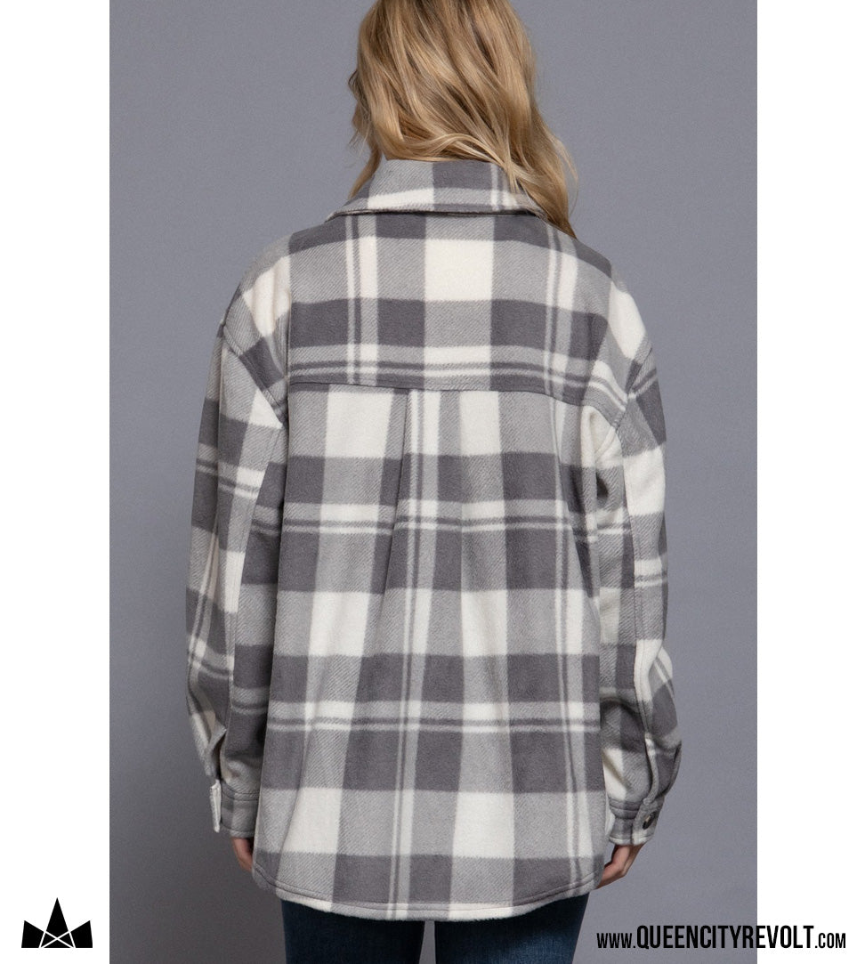 Women's Fleece Jacket, Grey/White