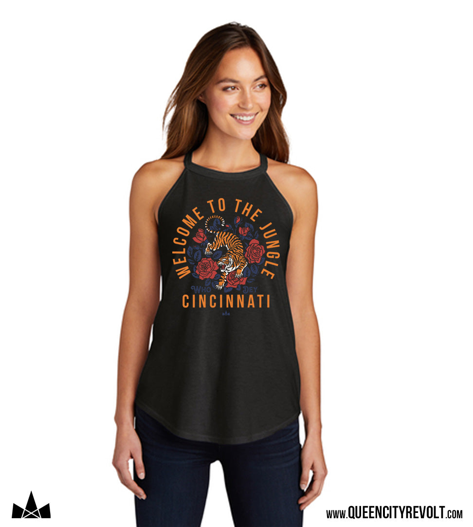 Cincinnati Football Floral Tank, Black