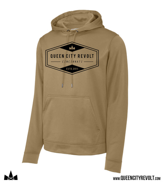 QCR Logo Performance Hoodie, Khaki