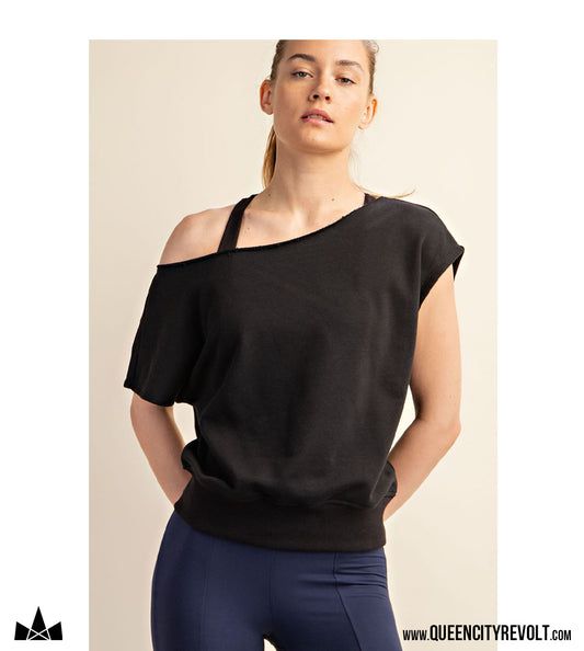 Women's Off-Shoulder Shirt, Black