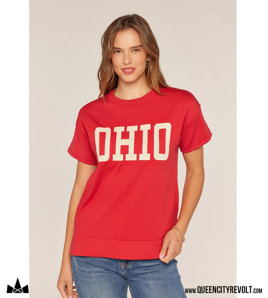 Women's Ohio Short Sleeve Sweater, Red