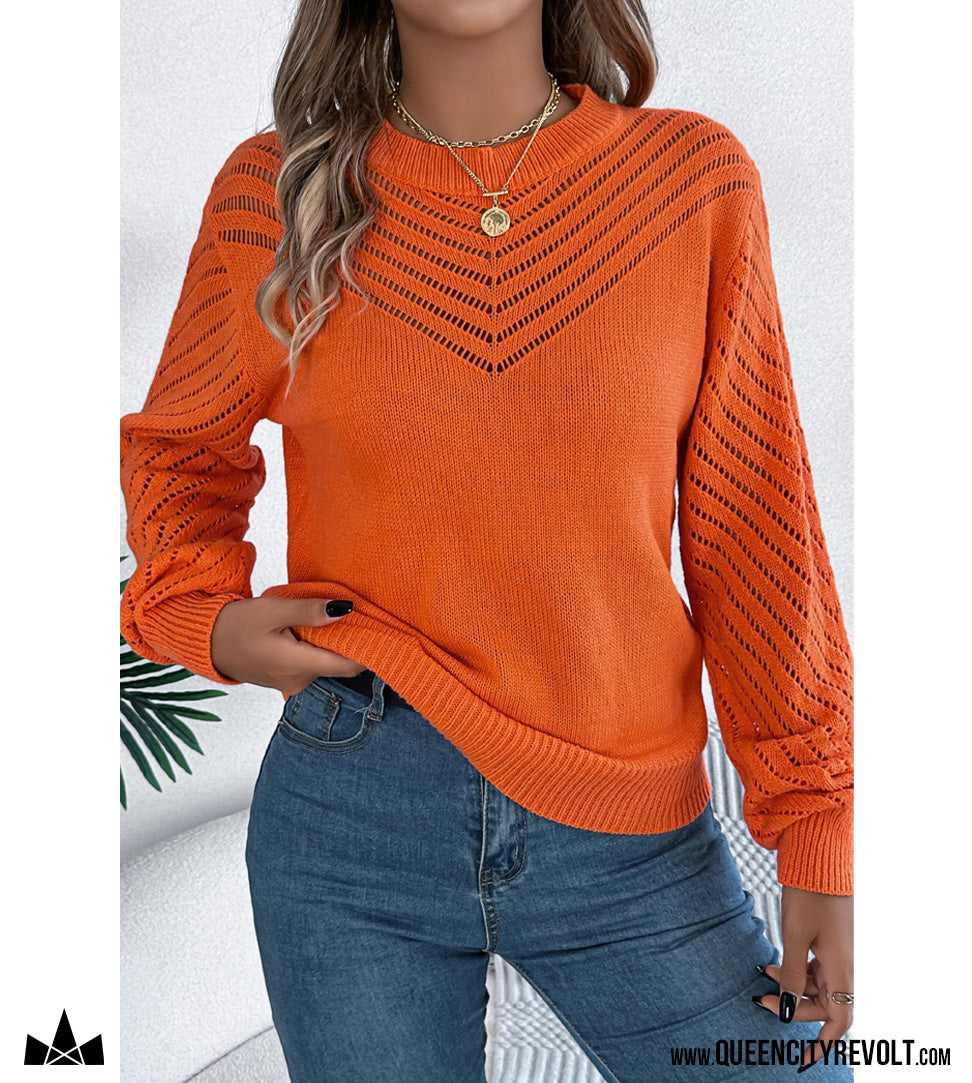 Women's Knit Sweater, Orange