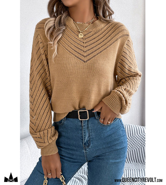 Women's Knit Sweater, Tan